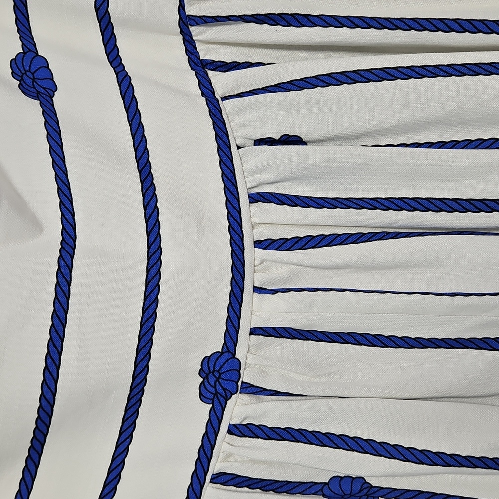ANTONIO MELANI A-Line Flowy Maxi Skirt: White W/Blue Rope/knots: Size- 14 - Picture 6 of 16